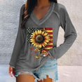 thumbnail image 1 of Bovemsi Women's Fashionable Casual V Neck Sunflower Print Long Sleeve Top T Shirt, Gray Summer Women's Long Sleeve T-Shirts, XL, 1 of 5