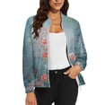 thumbnail image 1 of Bovemsi Women's Floral Bomber Jacket 2025 Causal Zip Up Coats Long Sleeve Stand Collar Fall Jackets Lightweight Outerwear Tops Light Jackets, 1 of 7
