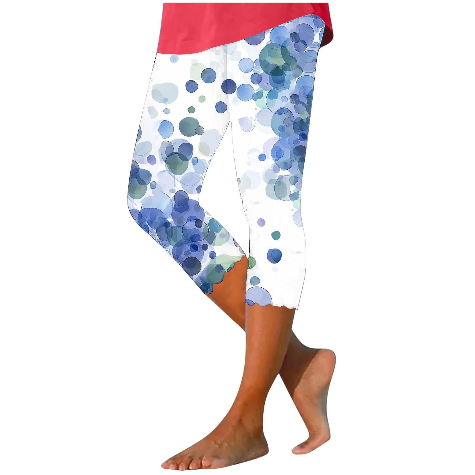 Bovemsi Women's High Waisted Yoga Capris Leggings Floral Print Waist ...