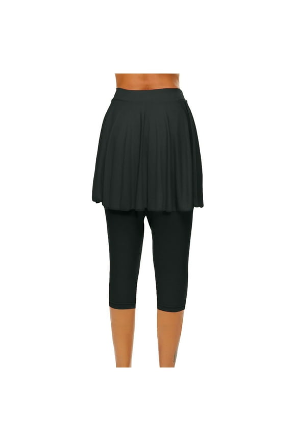 Women's High Waisted Yoga Capris Skirted Leggings 2025 Tennis Skorts Gym Legging With Skirts Workout Athletic Leggings