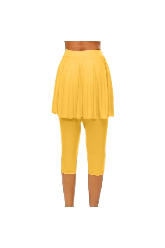 Women's High Waisted Yoga Capris Skirted Leggings 2025 Tennis Skorts Gym Legging With Skirts Workout Athletic Leggings