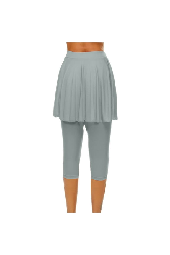 Women's High Waisted Yoga Capris Skirted Leggings 2025 Tennis Skorts Gym Legging With Skirts Workout Athletic Leggings