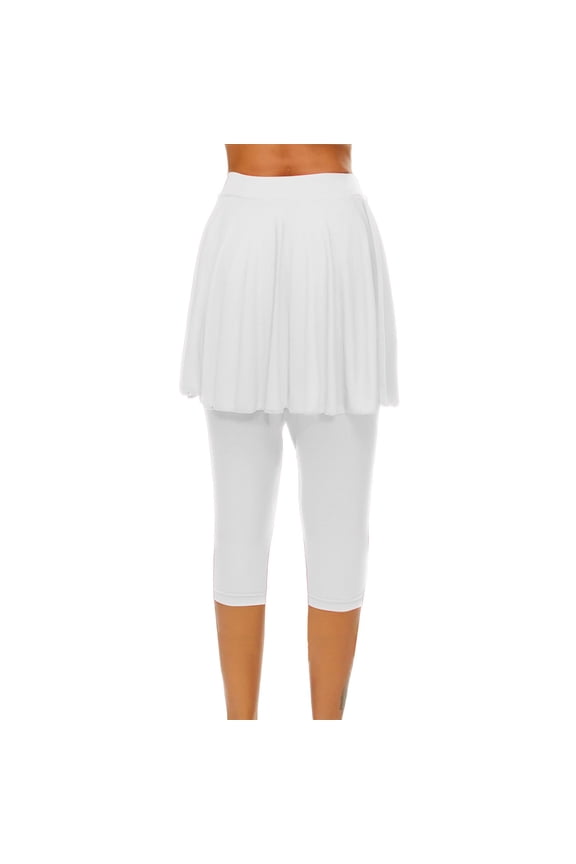 Women's High Waisted Yoga Capris Skirted Leggings 2025 Tennis Skorts Gym Legging With Skirts Workout Athletic Leggings