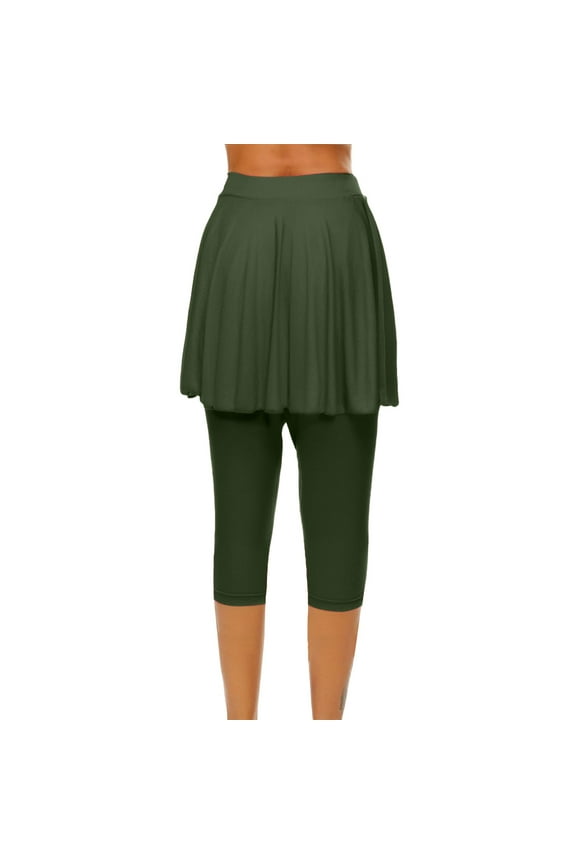 Women's High Waisted Yoga Capris Skirted Leggings 2025 Tennis Skorts Gym Legging With Skirts Workout Athletic Leggings