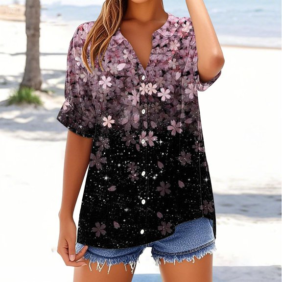 Bovemsi Women's Lapel Collar Linen Blend Long Sleeve Shirt - Solid Color Casual Blouse for Fall - Loose Fit with Side Splits, Pink, S