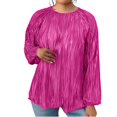 thumbnail image 1 of Bovemsi Women's Long Sleeve Tops Plus Size T Shirt 2025 Fall Crew Neck Pleated Pullover Loose Fit Long Sleeve Blouse, 1 of 7