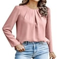 thumbnail image 1 of Bovemsi Women's Long Sleeve Tops Round Neck Wrinkled Casual Outgoing Shirt Top Long Sleeve Blouse, 1 of 5