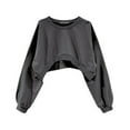 thumbnail image 1 of Bovemsi Women's Long Sleeve Tops Solid Color Round Neck Short Sweatshirt Long Sleeve Blouse, 1 of 9