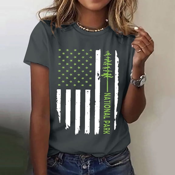 Bovemsi Women's Round Neck Printed T Shirt Casual Short Sleeve Women's Round Neck Printed T Shirt, Gray Women's Summer Short Sleeve T-Shirts, XXL