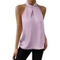 thumbnail image 1 of Bovemsi Women's Satin Neckholder Tank - Solid Color Sleeveless, Lightweight Comfortable Summer Top, Party/Travel Camisole for Under Clothes, 1 of 5