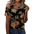 thumbnail image 1 of Bovemsi Women's Short Sleeved T Shirt V Neck Top Fashionable Casual Short Sleeved Shirt, Black Women's Summer Short Sleeve T-Shirts, 3XL, 1 of 8