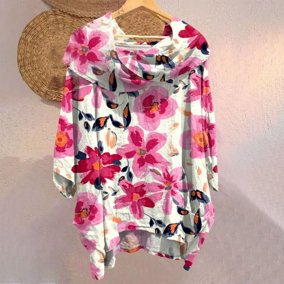 Bovemsi Women's Solid Color Draped Neck 3/4 Sleeve Linen Feel Top - Soft Polyester Blend with Functional Pockets - All-Season Casual Blouse, Black, One Size