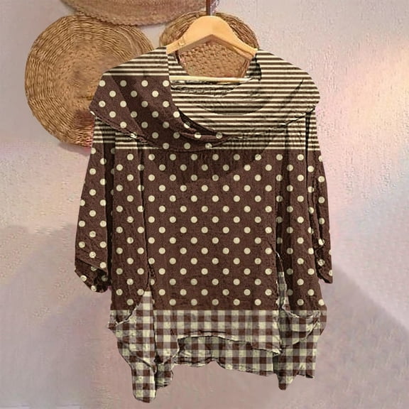 Bovemsi Women's Solid Color Draped Neck 3/4 Sleeve Linen Feel Top - Soft Polyester Blend with Functional Pockets - All-Season Casual Blouse, Black, One Size