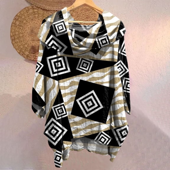 Bovemsi Women's Solid Color Draped Neck 3/4 Sleeve Linen Feel Top - Soft Polyester Blend with Functional Pockets - All-Season Casual Blouse, Pink, One Size