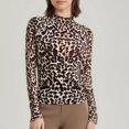 thumbnail image 1 of Bovemsi Women's Spring Leopard Print Sexy Tight Fitting Mesh with Black Edge Long Sleeved Base Shirt and Top, Yellow Summer Women's Long Sleeve T-Shirts, L, 1 of 6