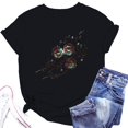 thumbnail image 1 of Bovemsi Women's Spring Round Neck Dandelion Printed Loose Casual Short Sleeved T Shirt, Black Women's Summer Short Sleeve T-Shirts, M, 1 of 4