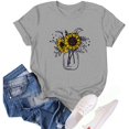 thumbnail image 1 of Bovemsi Women's Spring Round Neck Sunflower Printed Loose Casual Short Sleeved T Shirt, Gray Women's Summer Short Sleeve T-Shirts, XXL, 1 of 4
