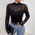 thumbnail image 1 of Bovemsi Women's Spring Sexy Love Weaving Flower Mesh Splicing Long Sleeve Slimming Bottom T Shirt, Black Summer Women's Long Sleeve T-Shirts, L, 1 of 9