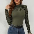 thumbnail image 1 of Bovemsi Women's Spring Sexy Love Weaving Flower Mesh Splicing Long Sleeve Slimming Bottom T Shirt, Green Summer Women's Long Sleeve T-Shirts, XXL, 1 of 9