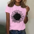 thumbnail image 1 of Bovemsi Women's Sunflowers Short Sleeve T Shirts Vintage Cute Graphic Crew Neck Summer Casual Tops, Pink Women's Summer Short Sleeve T-Shirts, XXL, 1 of 4