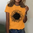 thumbnail image 1 of Bovemsi Women's Sunflowers Short Sleeve T Shirts Vintage Cute Graphic Crew Neck Summer Casual Tops, Yellow Women's Summer Short Sleeve T-Shirts, 3XL, 1 of 4