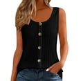 thumbnail image 1 of Bovemsi Women's Tanks & Camis 2025 New Ribbed Tank Top Round Neck Button Knitted Black Camisole, 1 of 7