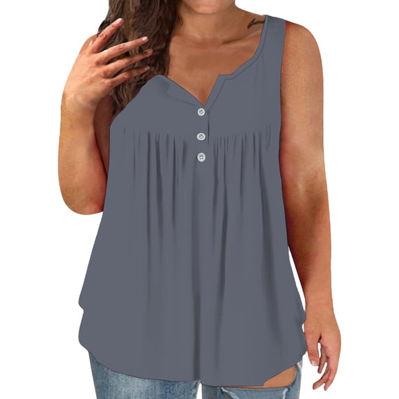 Bovemsi Women's Tanks & Camis Plus Size Summer Vest Loose Fit Round Neck Button Front Casual Top Camisoles for Under Clothes