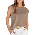 thumbnail image 1 of Bovemsi Women's Tanks & Camis Round Neck Loose Short Sleeve T Shirt Vest Fashion Casual Top Camisoles for Under Clothes, 1 of 4