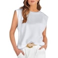 thumbnail image 1 of Bovemsi Women's Tanks & Camis Round Neck Loose Short Sleeve T Shirt Vest Fashion Casual Top White Camisole, 1 of 4