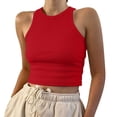 thumbnail image 1 of Bovemsi Women's Tanks & Camis Sleeveless Color Tops Solid Tank Short Round Neck Vest Blouse Camisoles for Under Clothes, 1 of 7