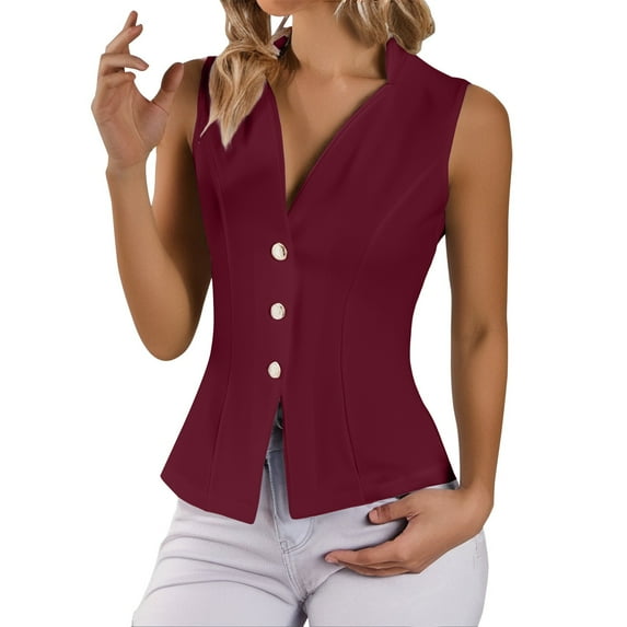 Bovemsi Women's Tanks & Camis Summer Casual Three Button Solid Color Sleeveless Vest Suit Camisoles for Under Clothes