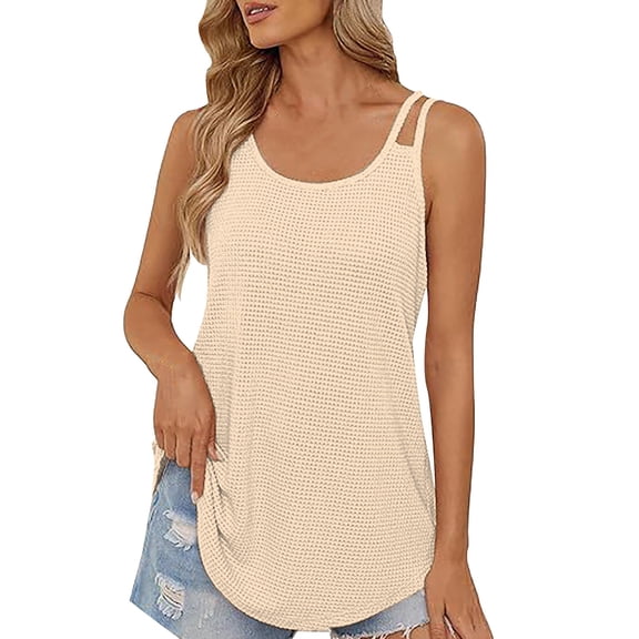 Bovemsi Women's Tanks & Camis Summer Tank Top Casual Beach Vacation Sleeveless Spaghetti Strap Camisole Shirt Camisoles for Under Clothes