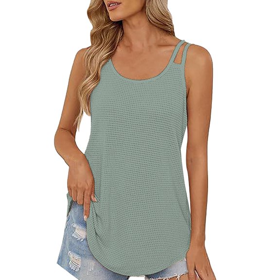 Bovemsi Women's Tanks & Camis Summer Tank Top Casual Beach Vacation Sleeveless Spaghetti Strap Camisole Shirt Camisoles for Under Clothes