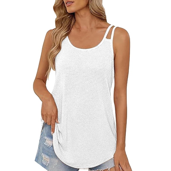 Bovemsi Women's Tanks & Camis Summer Tank Top Casual Beach Vacation Sleeveless Spaghetti Strap Camisole Shirt White Camisole