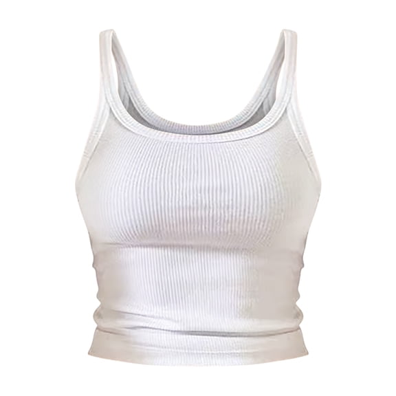 Bovemsi Women's Tanks & Camis Tank Tops Summer Fashion 2025 Workout Ribbed Sleeveless High Neck Beach Vacation Oufits Clothes White Camisole