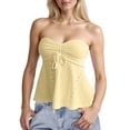 thumbnail image 1 of Bovemsi Women's Tanks & Camis Tie Front Ruched Tube Top Strapless Flared Peplum Bandeau Tops Camisoles for Under Clothes, 1 of 6