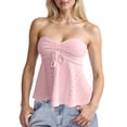 thumbnail image 1 of Bovemsi Women's Tanks & Camis Tie Front Ruched Tube Top Strapless Flared Peplum Bandeau Tops Camisoles for Under Clothes, 1 of 6