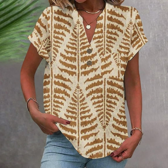 Bovemsi Women's V-Neck Short Sleeve T-Shirt – Classic Casual Fit for Everyday Wear, Yellow, L