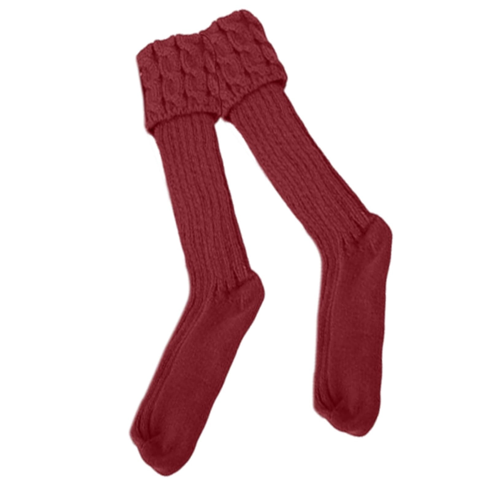 Bovemsi Womens Grip Socks Traditional Cable Pattern Knee High Cotton ...