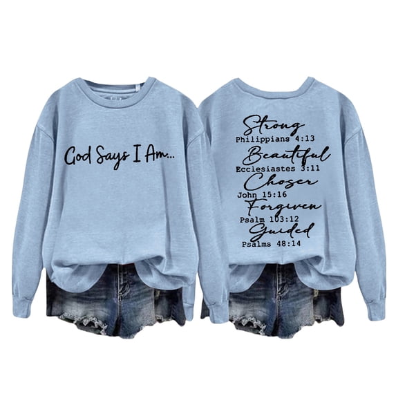 Bovemsi Womens Oversized Sweatshirt Text Graphic Crewneck Winter Pullover Cold Theme Comfort Tops for Women Trendy Blue XXL