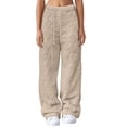 thumbnail image 1 of Bovemsi Womens Pants Women's Fashionable Casual Plush High Waist Warm Trousers Travel Pants, 1 of 6