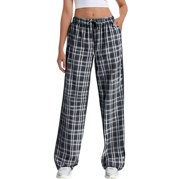 Bovemsi Womens Pants Women's Leopard Print Wide Leg Patched Elastic Waist Casual Loose Trousers Travel Pants