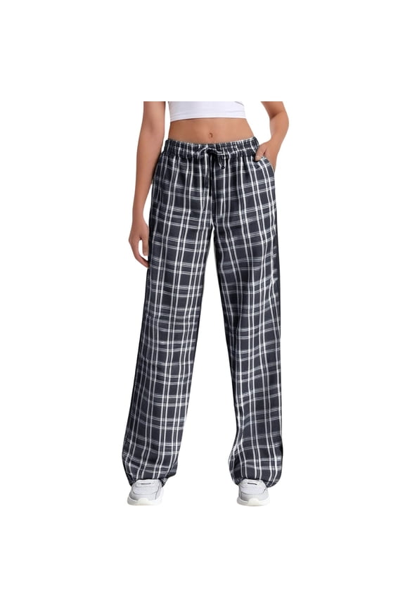 Womens Pants Women's Leopard Print Wide Leg Patched Elastic Waist Casual Loose Trousers Travel Pants