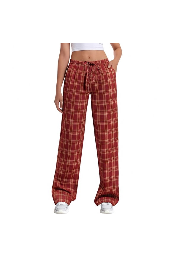 Womens Pants Women's Leopard Print Wide Leg Patched Elastic Waist Casual Loose Trousers Travel Pants