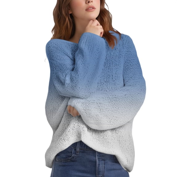 Bovemsi Womens Sweaters Art Print Casual Pullover Sweater Knitted For Women Fashion Long Sleeve Crewneck Blouse Winter Warm Layer Top Fall Sweaters