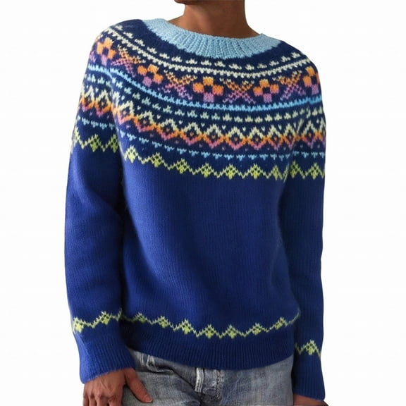 Bovemsi Womens Sweaters Autumn Winter Casual Pullover Tops Long Sleeve Crewneck Sweater Fall Sweaters