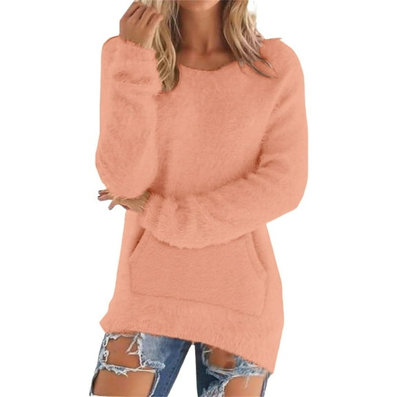 Bovemsi Womens Sweaters Casual Solid Long Sleeve Jumper Blouse Fall Sweaters