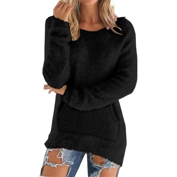 Bovemsi Womens Sweaters Casual Solid Long Sleeve Jumper Blouse Fall Sweaters