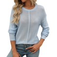 thumbnail image 1 of Bovemsi Womens Sweaters Cozy 2025 Autumn And Winter New Women's Round Neck Long Sleeve Knitted Coarse Needle Sweater Business Casual Sweaters, 1 of 5