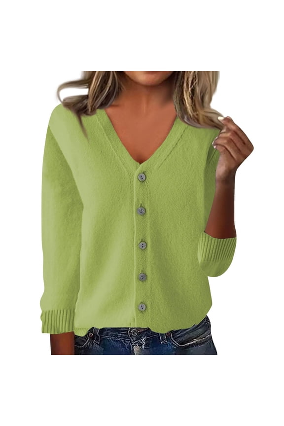 Womens Sweaters Cozy Cardigan Button Down V Neck Knit Sweater Jacket Lightweight Comfy Open Front Coats W/Pockets Business Casual Sweaters